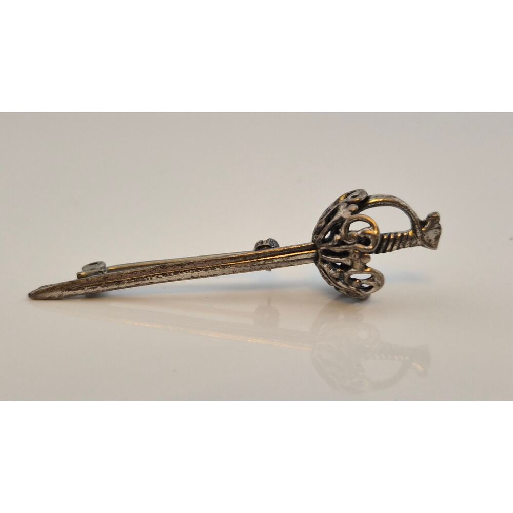 Sterling Sword Stick Pin Rapier Figural Vintage Tie Lapel Pin brooch 2in